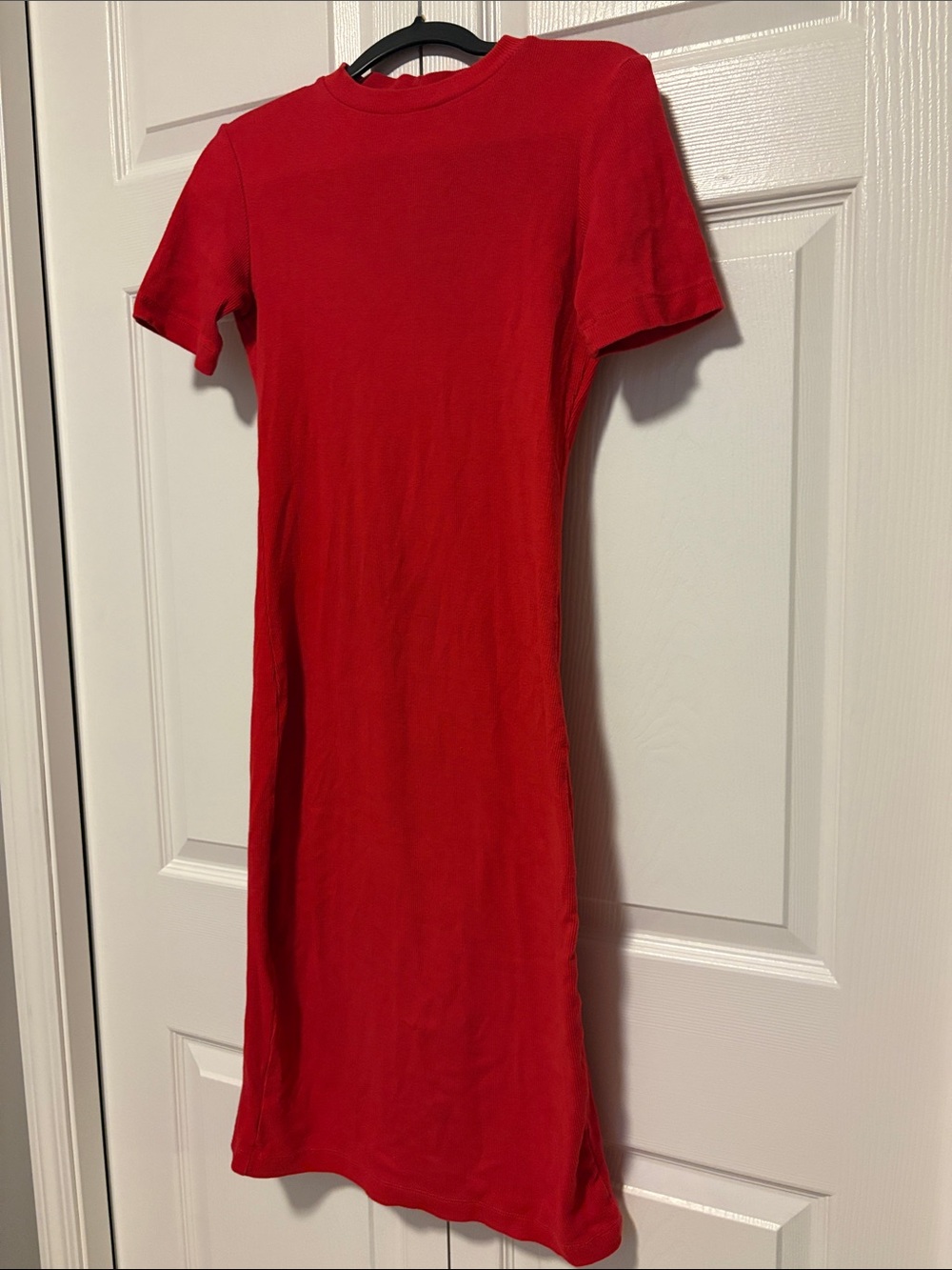 KOTN Red Short-Sleeve Knit Midi Dress